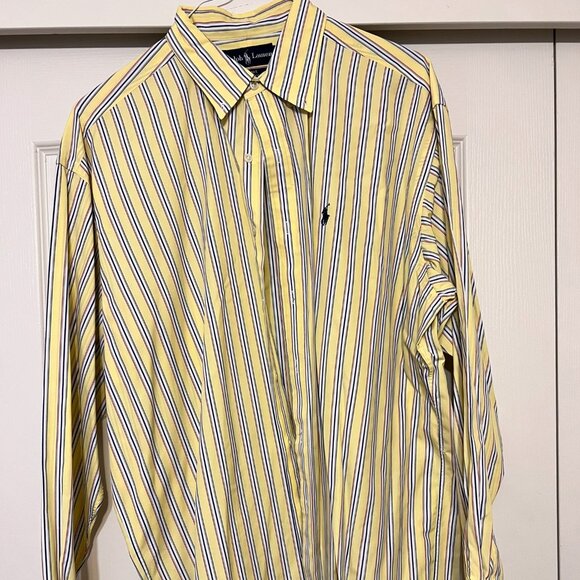 Ralph Lauren "Blake" - Mens Yellow Striped Long Sleeve Button Down Shirt - XL - Picture 1 of 3